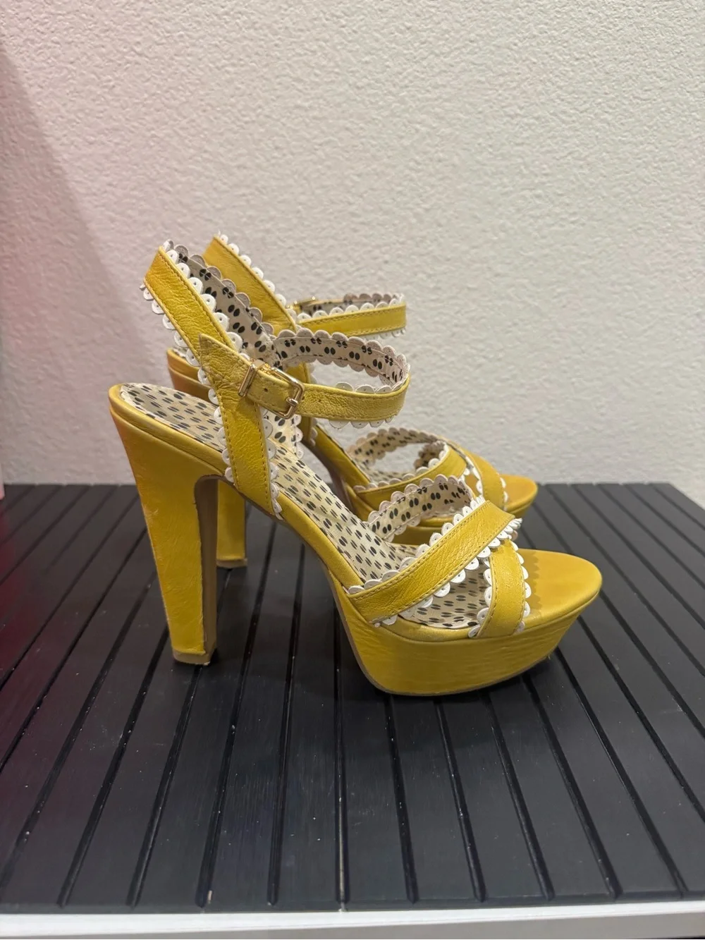 Chartreuse (yellow/green) Platform Ankle-Strap Women’s Sandals